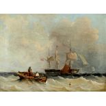 Wilhelm August KRAUSE (1803-1864) stürmische See mit Booten 1853, stormy sea with boats,