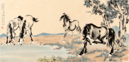 Vier Pferde am Fluß nach XU Beihong