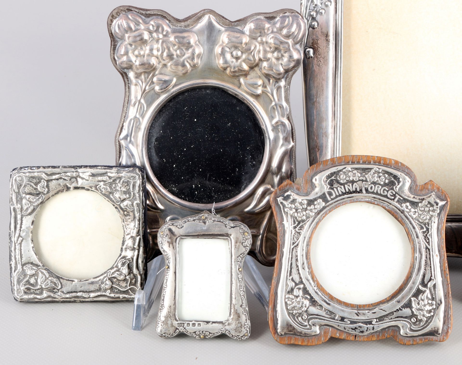 800-925 silver - 9 Art Nouveau frames, - Image 2 of 5