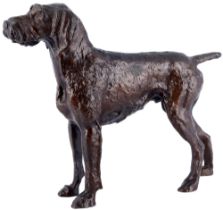 Unknown sculptor, bronze dog German Wirehaired Pointer,