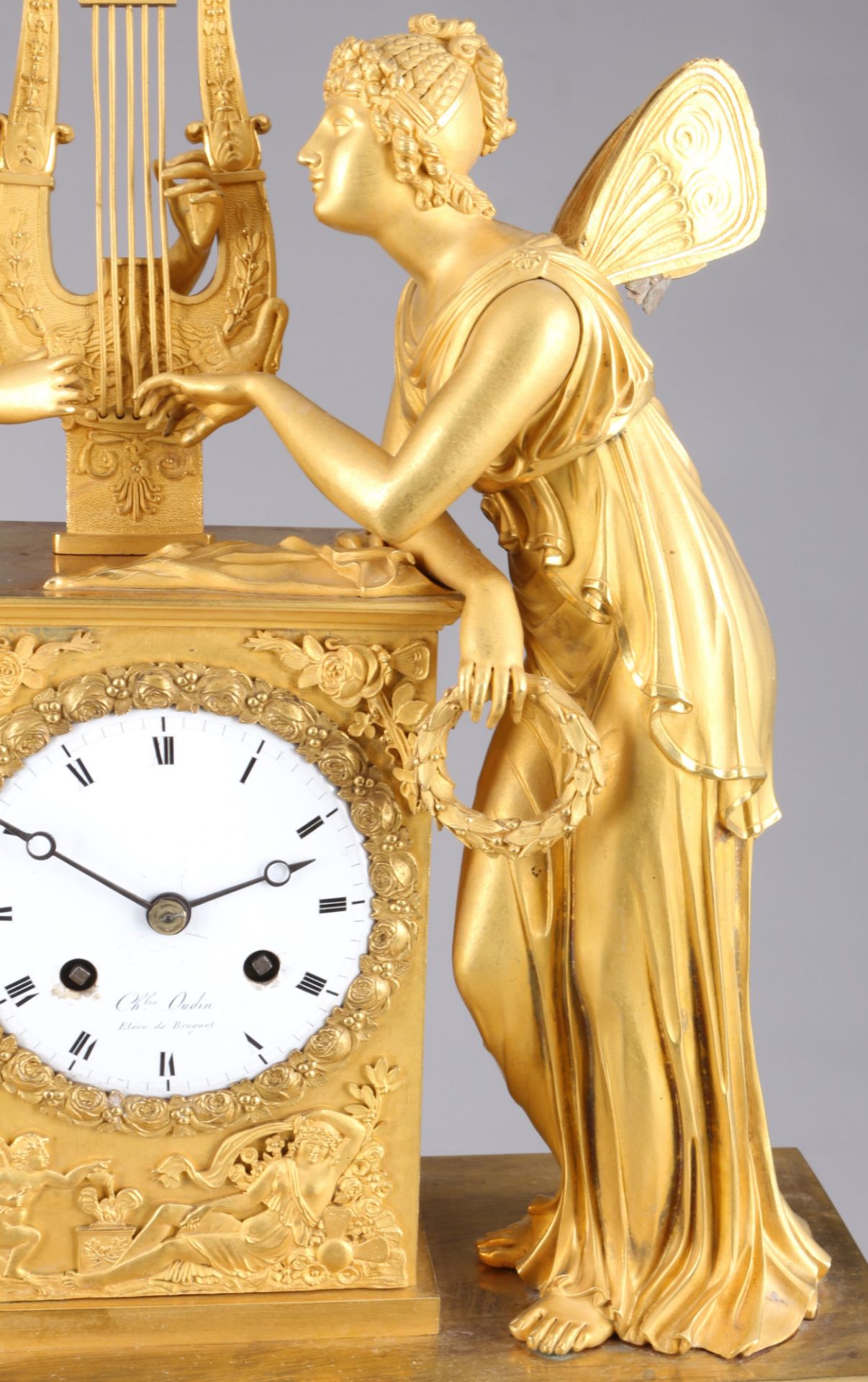 Empire mantel clock Cupid and Psyche with harp, France 19th century, - Image 3 of 8