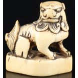 Japan 18th century, ivory netsuke shishi suf base, Edo period,