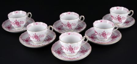 Meissen Indian Purple 6 coffee cups with saucers 1.Wahl,