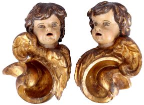 Barock Paar Putten 18./19. Jahrhundert 2 Engeln Cherubim Skulptur Cherubim