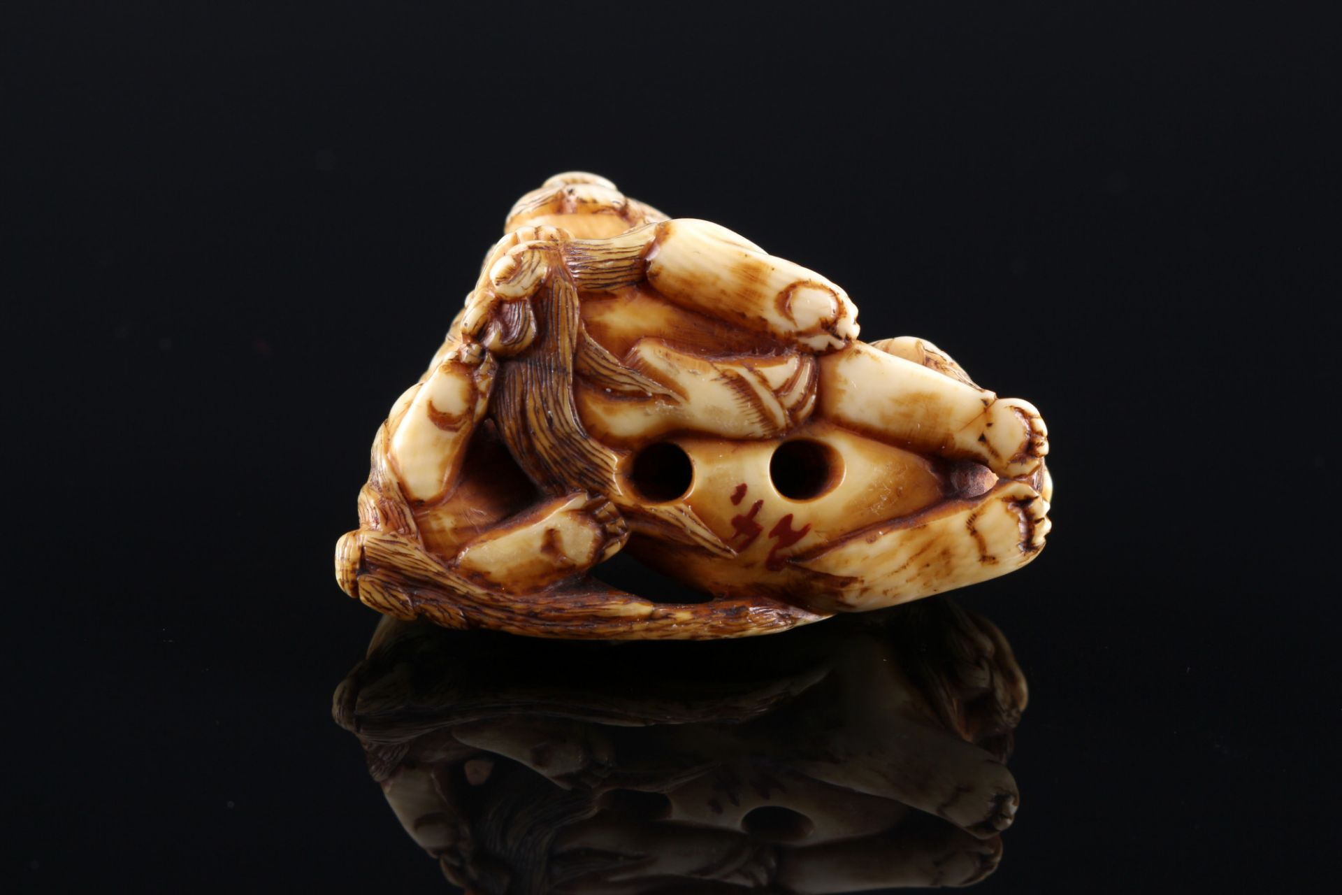 Japan 18th/19th Century, ivory Katabori-Netsuke Shishi pair, Edo period, - Image 5 of 7