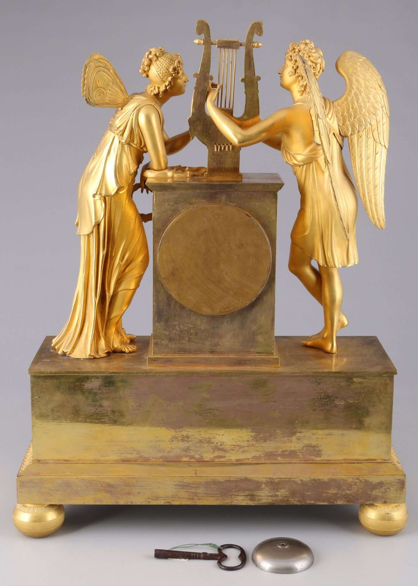 Empire mantel clock Cupid and Psyche with harp, France 19th century, - Image 8 of 8