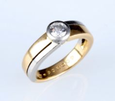 750 Gold Bicolor Solitär Brillantring 0,5ct,