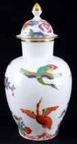 Meissen Old Indian Flowers and Crane lidded vase 1st choice,