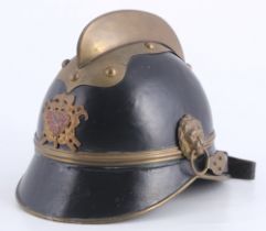 Tschechien Feuerwehrhelm mit Böhmischen Löwen um 1900/1910,