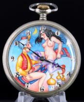 Damas pocket watch with erotic scene Jasmin and Aladdin,