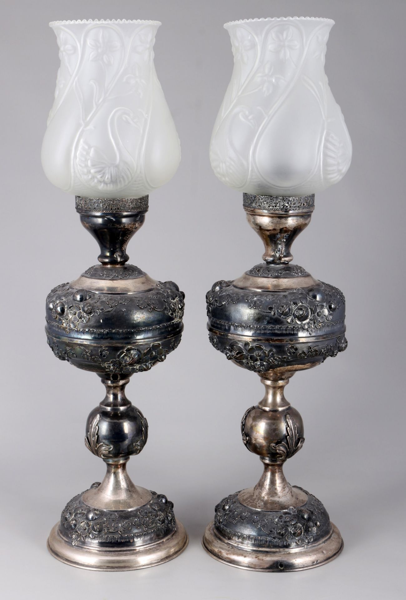 925 silver pair of table lamps, - Image 3 of 4