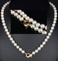 Perlenkette / Collier mit 585 Gold Verschluss und einem Brilliant,