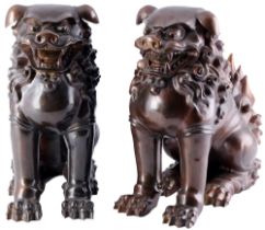 Japan bronze large pair of Shishi guardian lions H 40 cm,