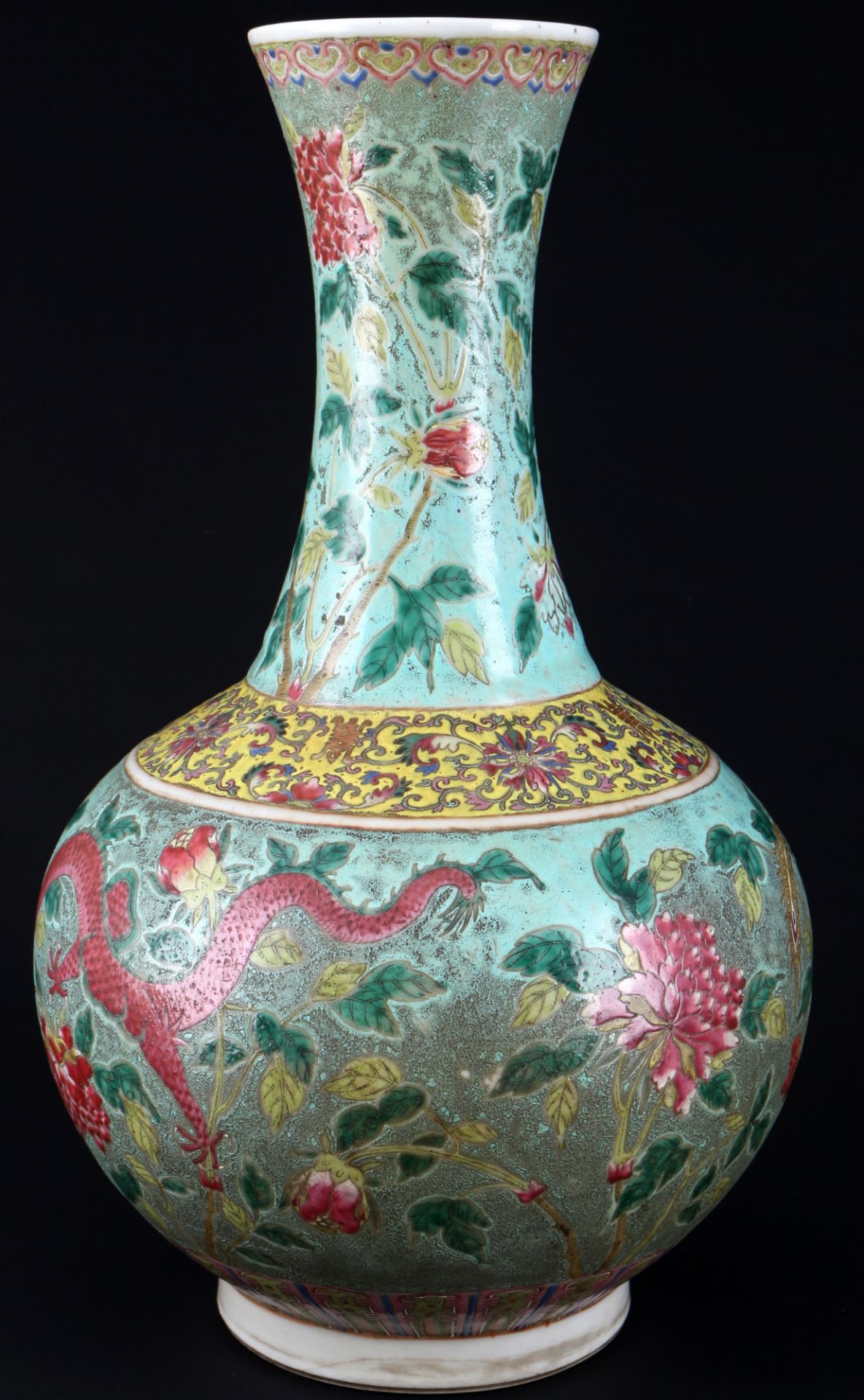China Familie Rose große Balustervase Qing Dynastie 19. Jahrhundert, - Bild 2 aus 4