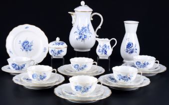 Meissen German Flowers with golden grass tea service for 6 persons,