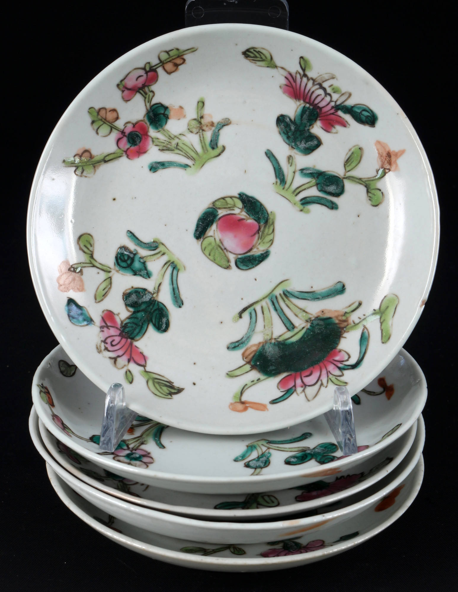 <br>China Family Rose Collection Bowls and Plates Tongzhi-Guangxu Period, - Image 5 of 6