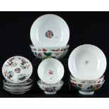 <br>China Family Rose Collection Bowls and Plates Tongzhi-Guangxu Period,