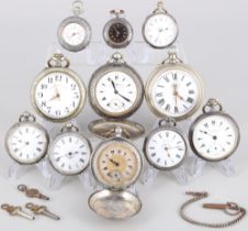 11 pocket watches, mostly 800-925 silver, including K.Serkisoff & Co Constantinople,