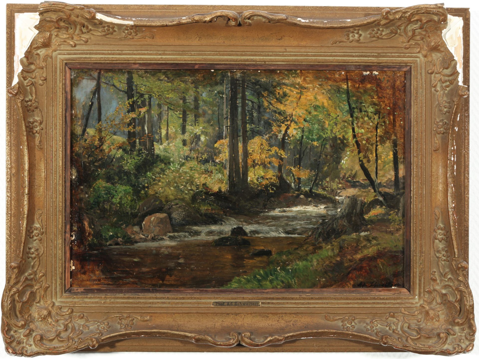 Adolf Gustav SCHWEITZER (1847-1914) forest landscape with stream, - Image 2 of 5