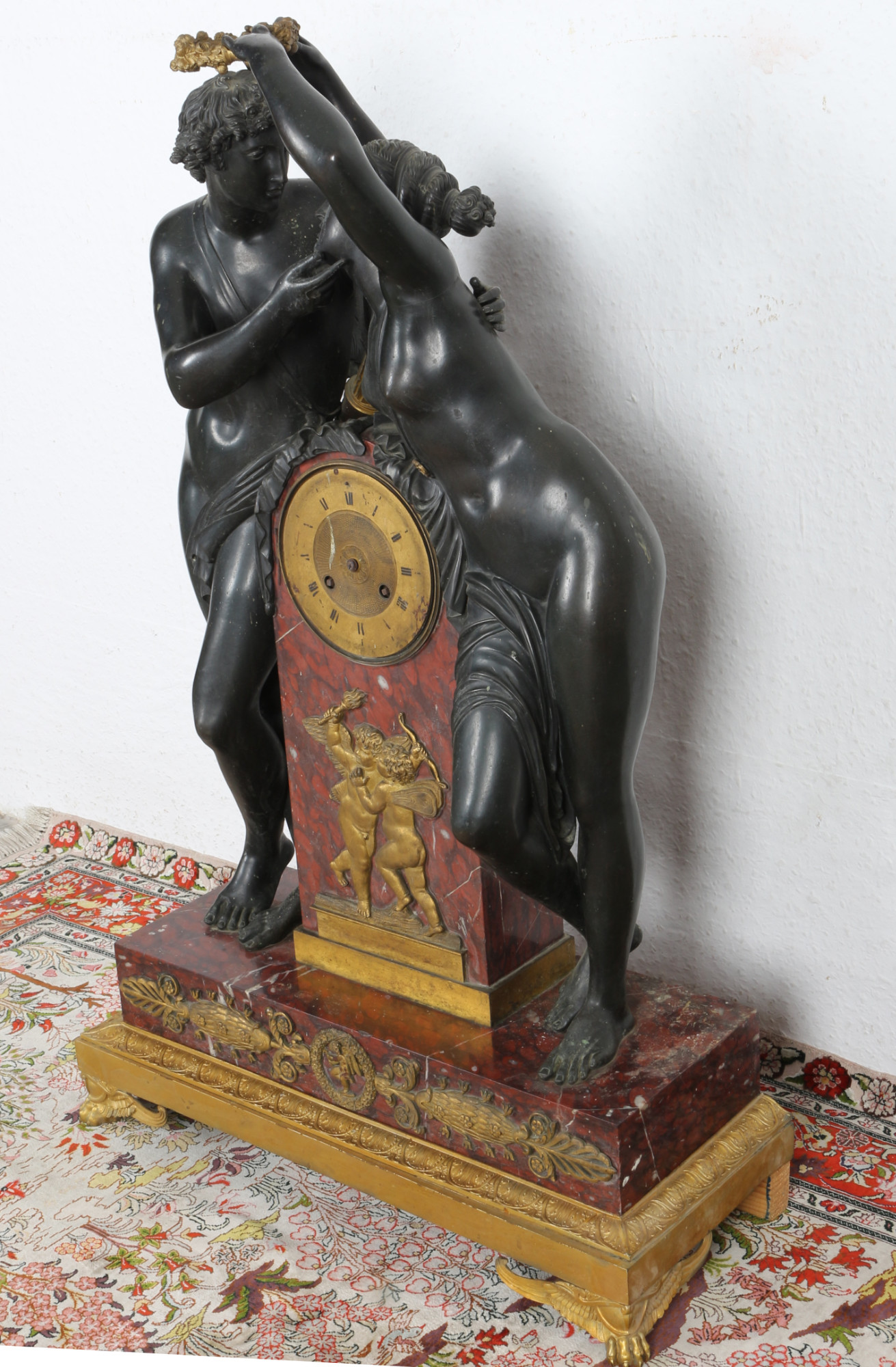 Huge bronze empire figural mantel clock Amor und Psyche France 19th century, riesige Empire Figuren- - Image 2 of 6