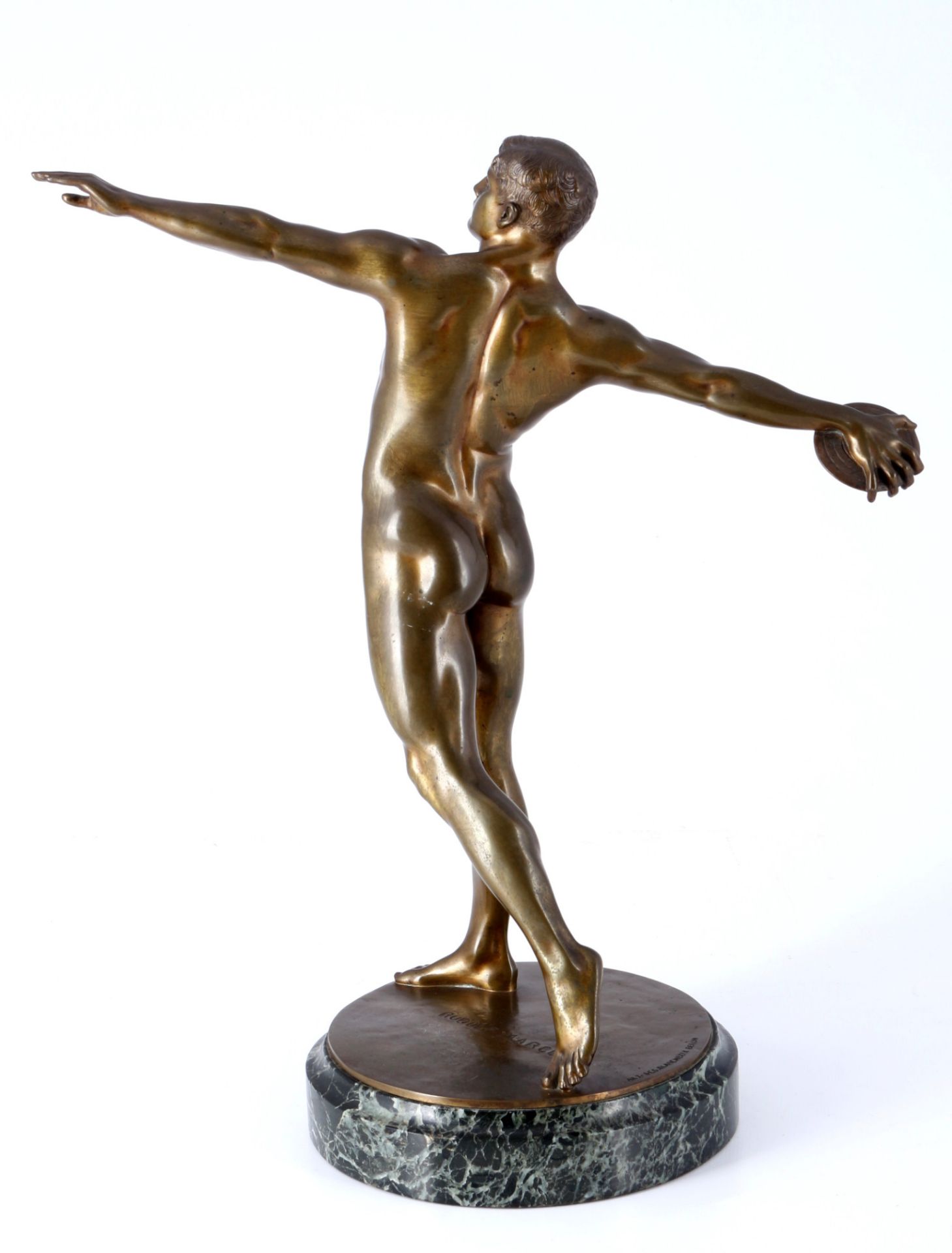 Rudolf Marcuse (1878-1940) Bronze Diskuswerfer, Gladenbeck Berlin, discobolus, - Bild 3 aus 6