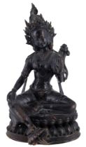 Nepal Bronze Large Buddha Green Tara 19th Century, Shyamatara,