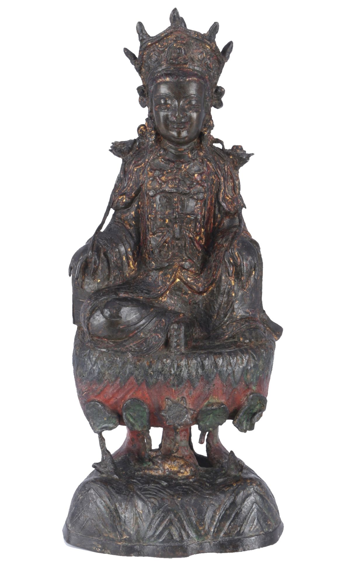 China Bronze Large Water Moon Guanyin, Ming Dynasty 16th Century,