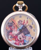 Haute 800 silver precision pocket watch with erotic scene woman and chimney sweep