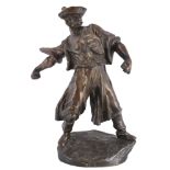 Bronze ungarischer Lassowerfer um 1920, wohl Janos PASZTOR (1881-1945), bronze hungarian lasso throw