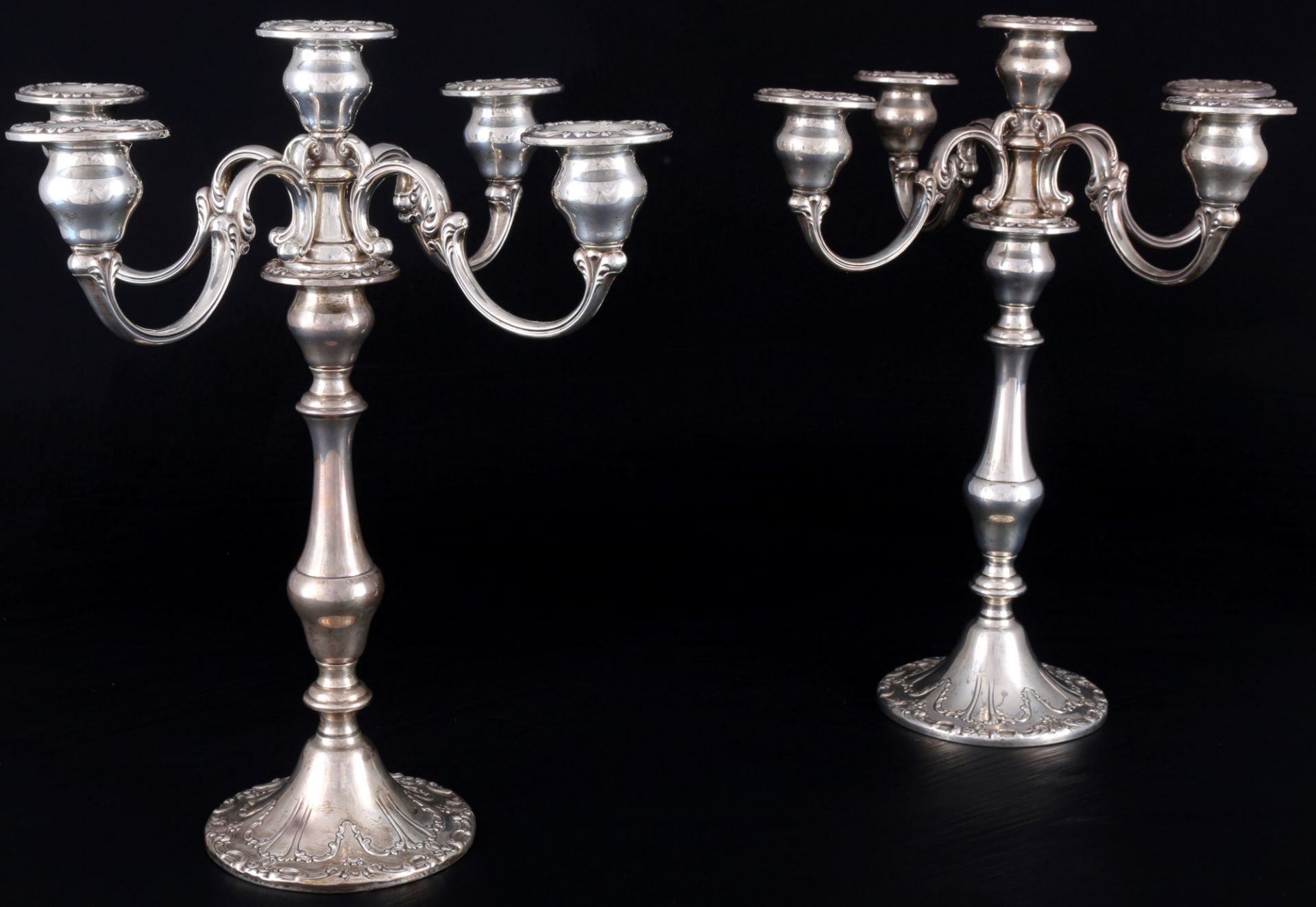 925 silver large pair of candlesticks, Gorham,
