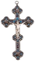 Italy large cross pendant with micromosaic, Italien großer Kreuzanhänger,