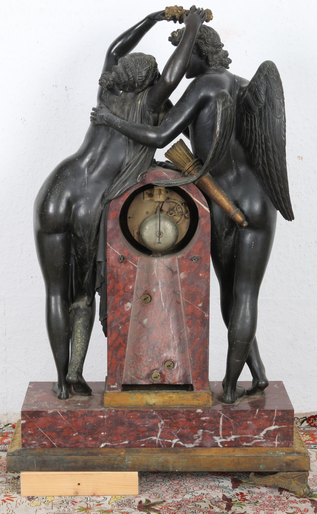 Huge bronze empire figural mantel clock Amor und Psyche France 19th century, riesige Empire Figuren- - Image 5 of 6