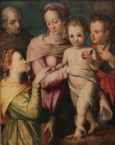 Italienischer Altmeister 17. Jahrhundert, Madonna mit Christus und Heiligen,