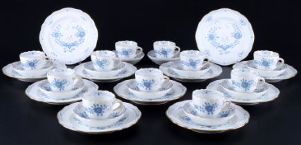 Meissen Indian Blue 11 mocha cups with dessert plates 1st choice,