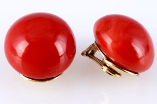 585 gold coral ear clips,