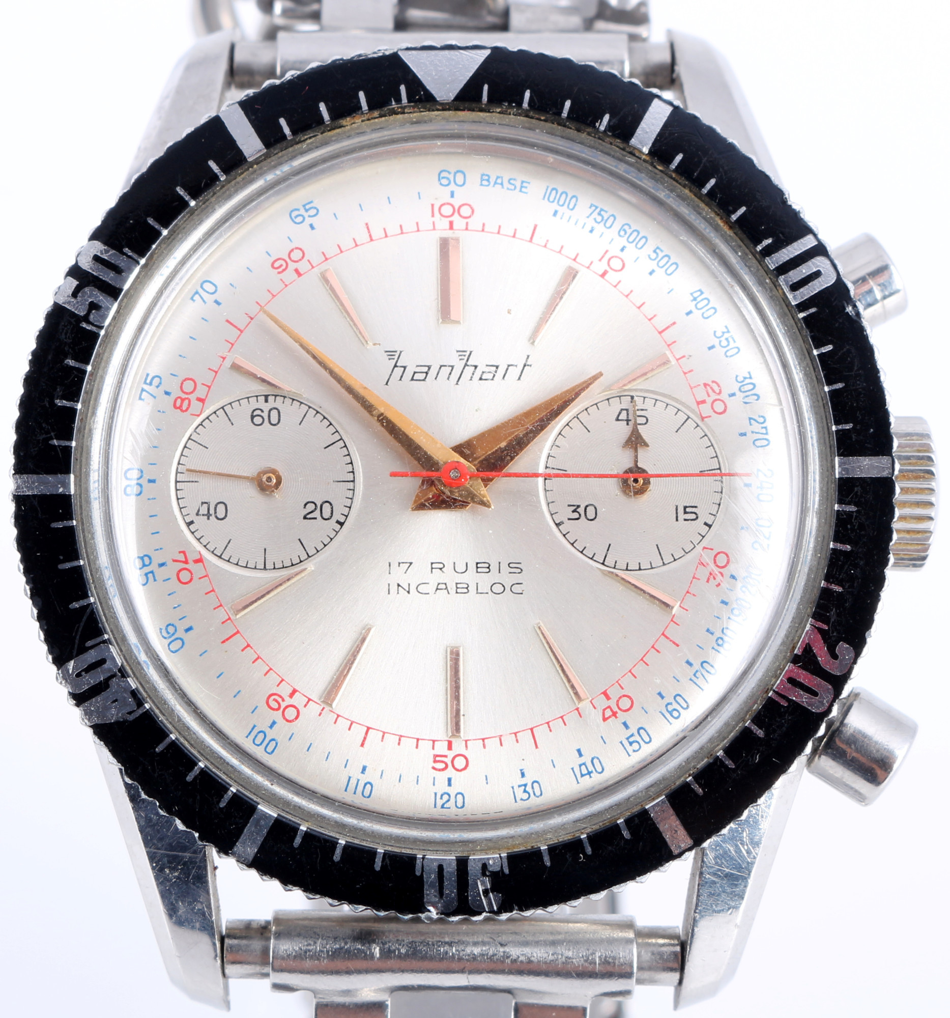 Hanhart Chronograph Pilot's Watch 415 ES with Lemania movement, - Image 2 of 7