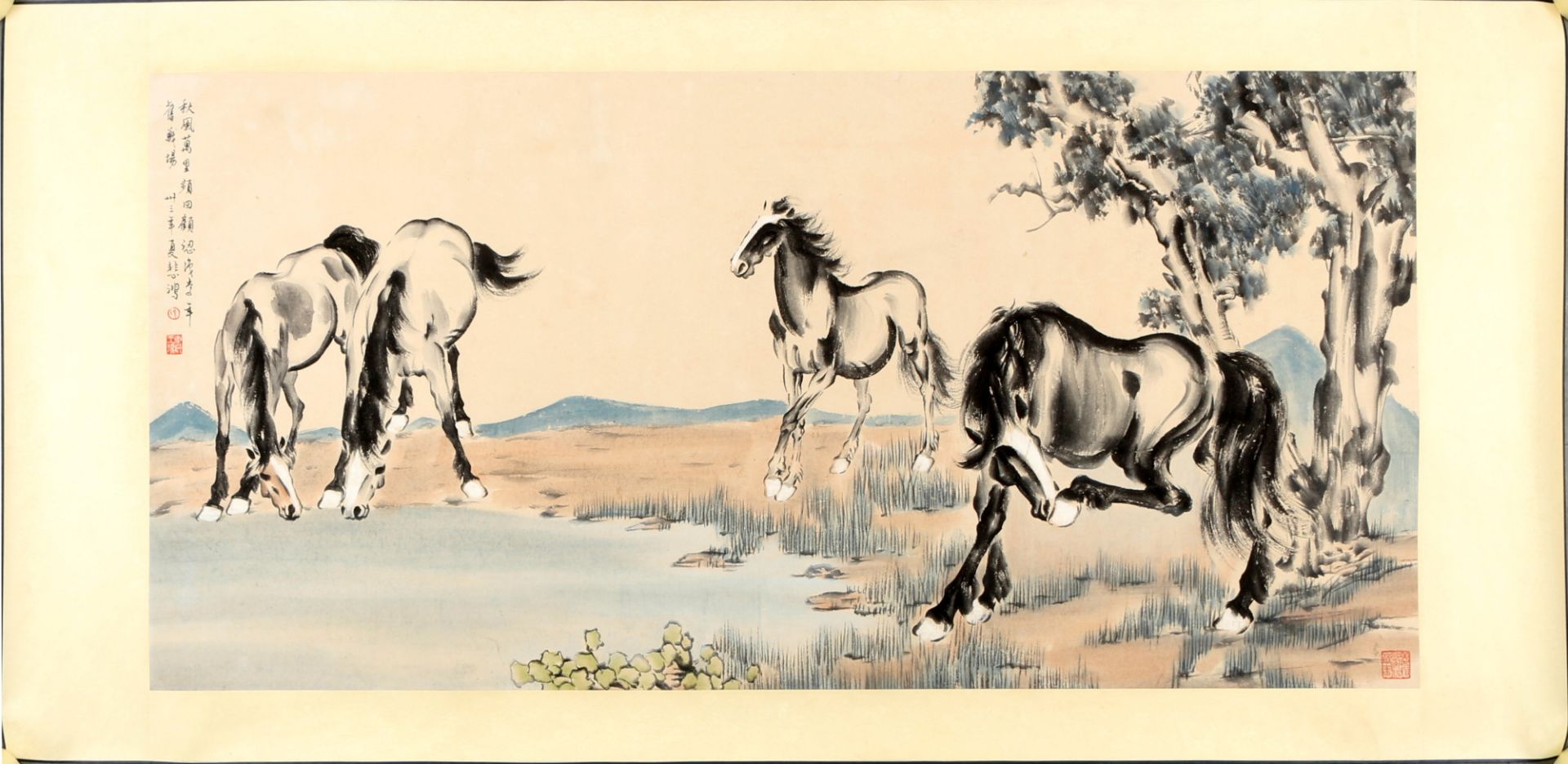 Four horses on the river to XU Beihong - Image 4 of 5