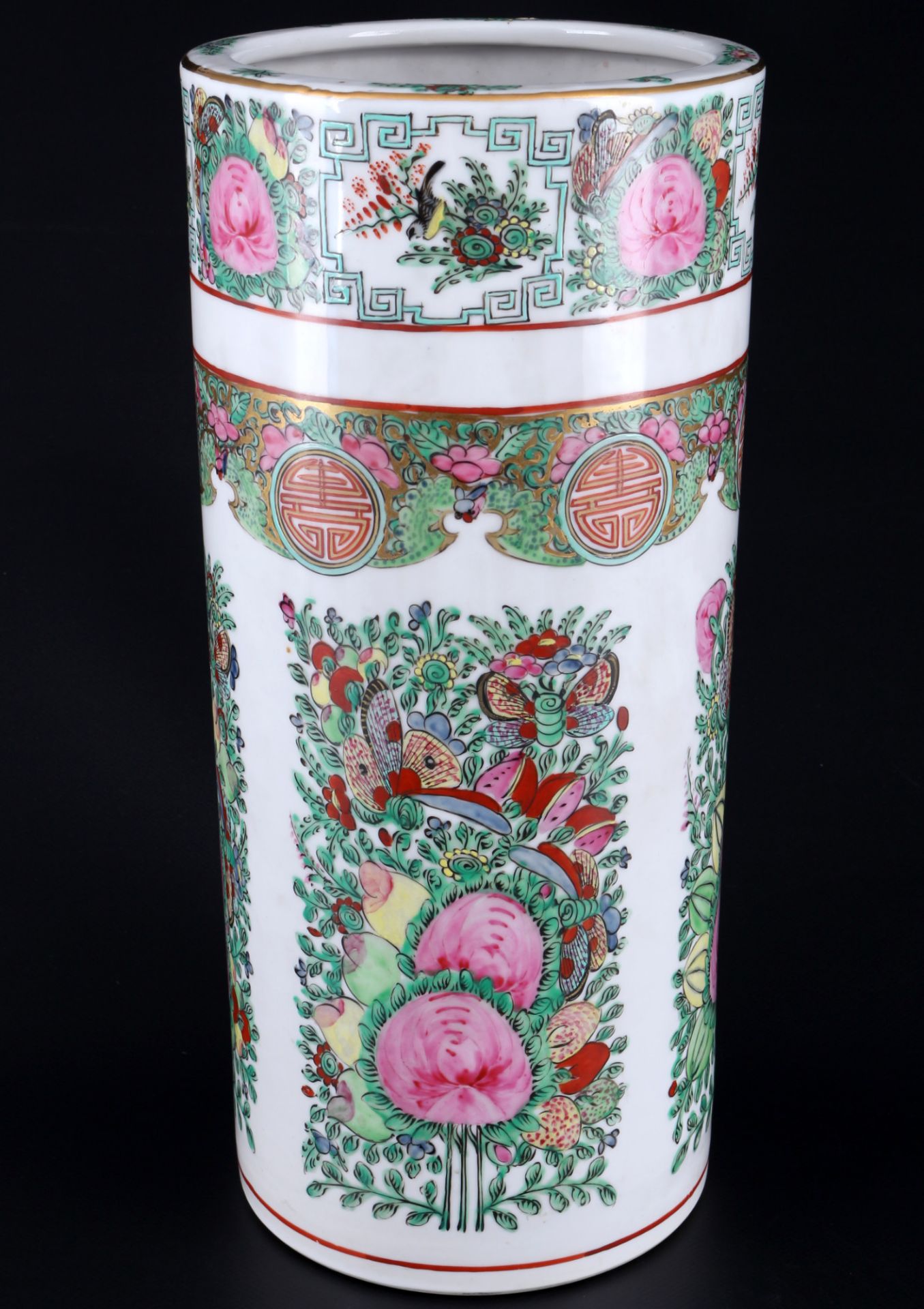China Family Rose large Bitong / brush cup around 1920/1930,