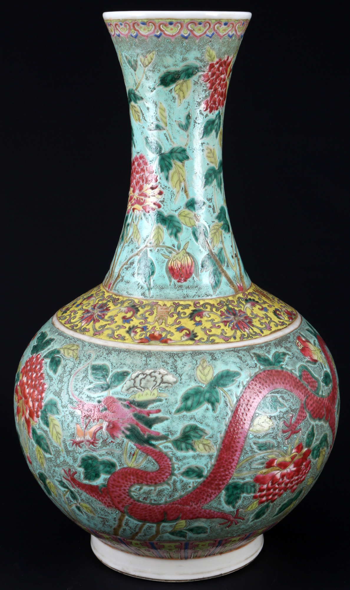 <br>China Family Rose Large Baluster Vase Qing Dynasty 19th Century,