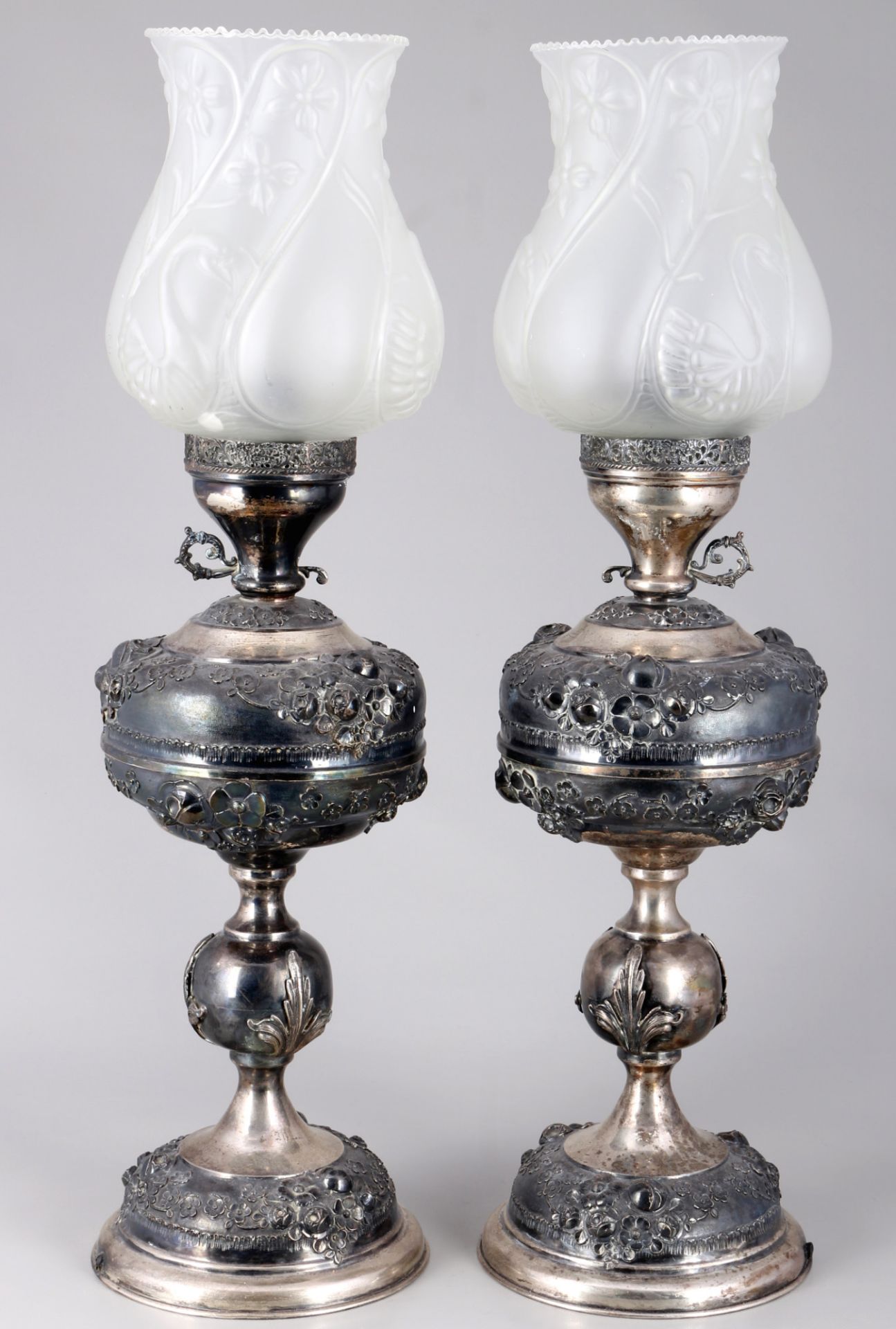 925 silver pair of table lamps,