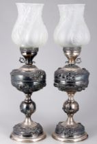 925 Silber Paar Tischlampen,