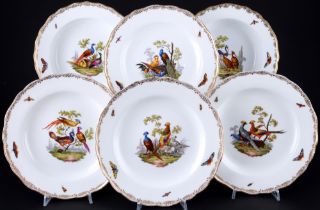 Meissen 18th century Birds 6 plates, Teller 18. Jahrhundert,