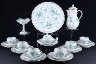 Meissen Indian Green Rich coffee service for 6 persons 1st choice,