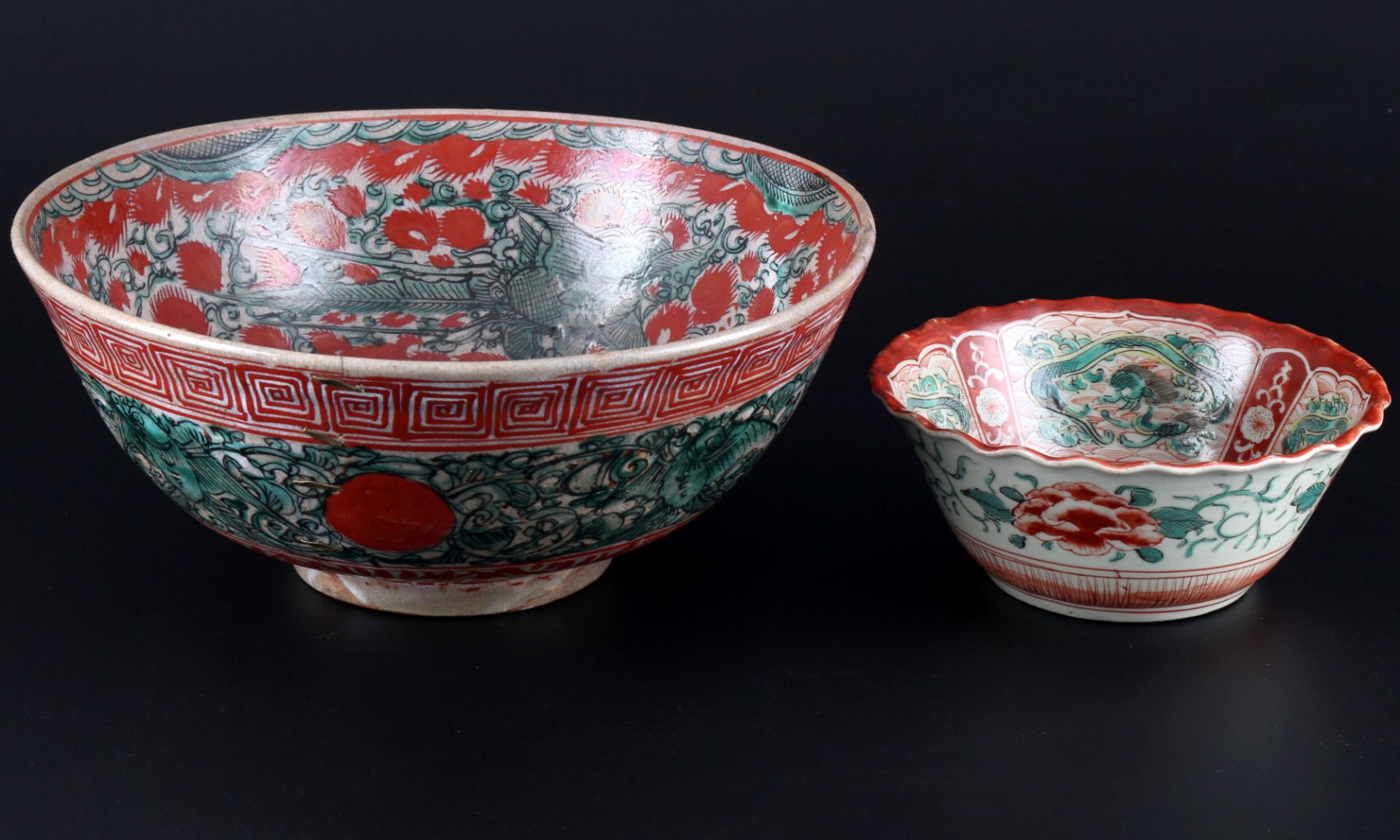 Chinese two Swatow porcelain bowls early Qing dynasty, China Swatow Porzellanschalen