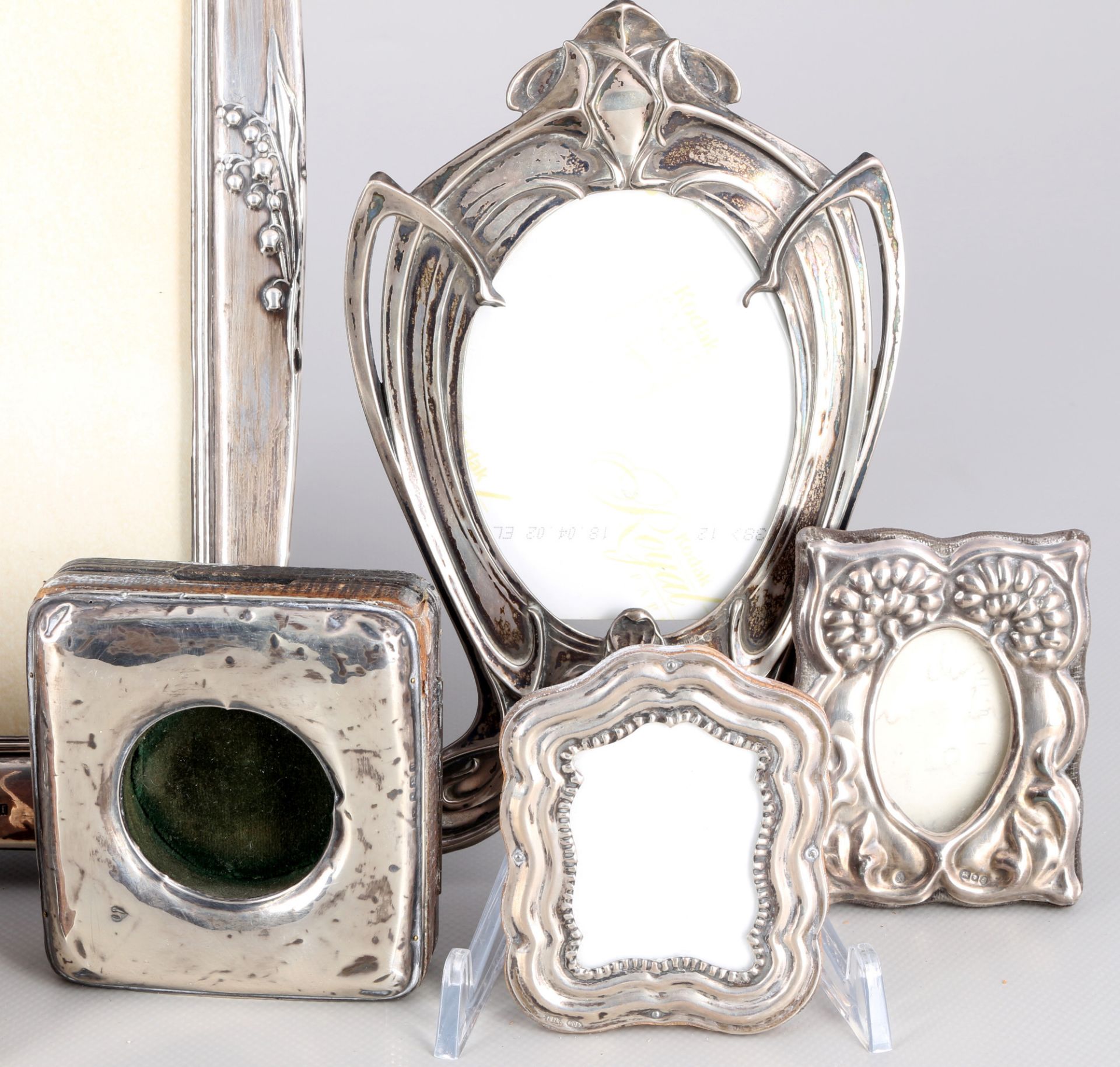 800-925 silver - 9 Art Nouveau frames, - Image 3 of 5