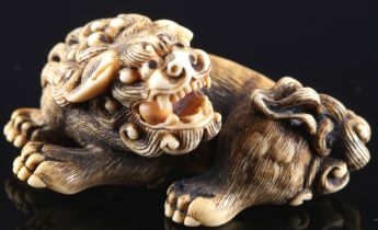 Japan 18th century, ivory Katabori-Netsuke Shishi, Edo period,