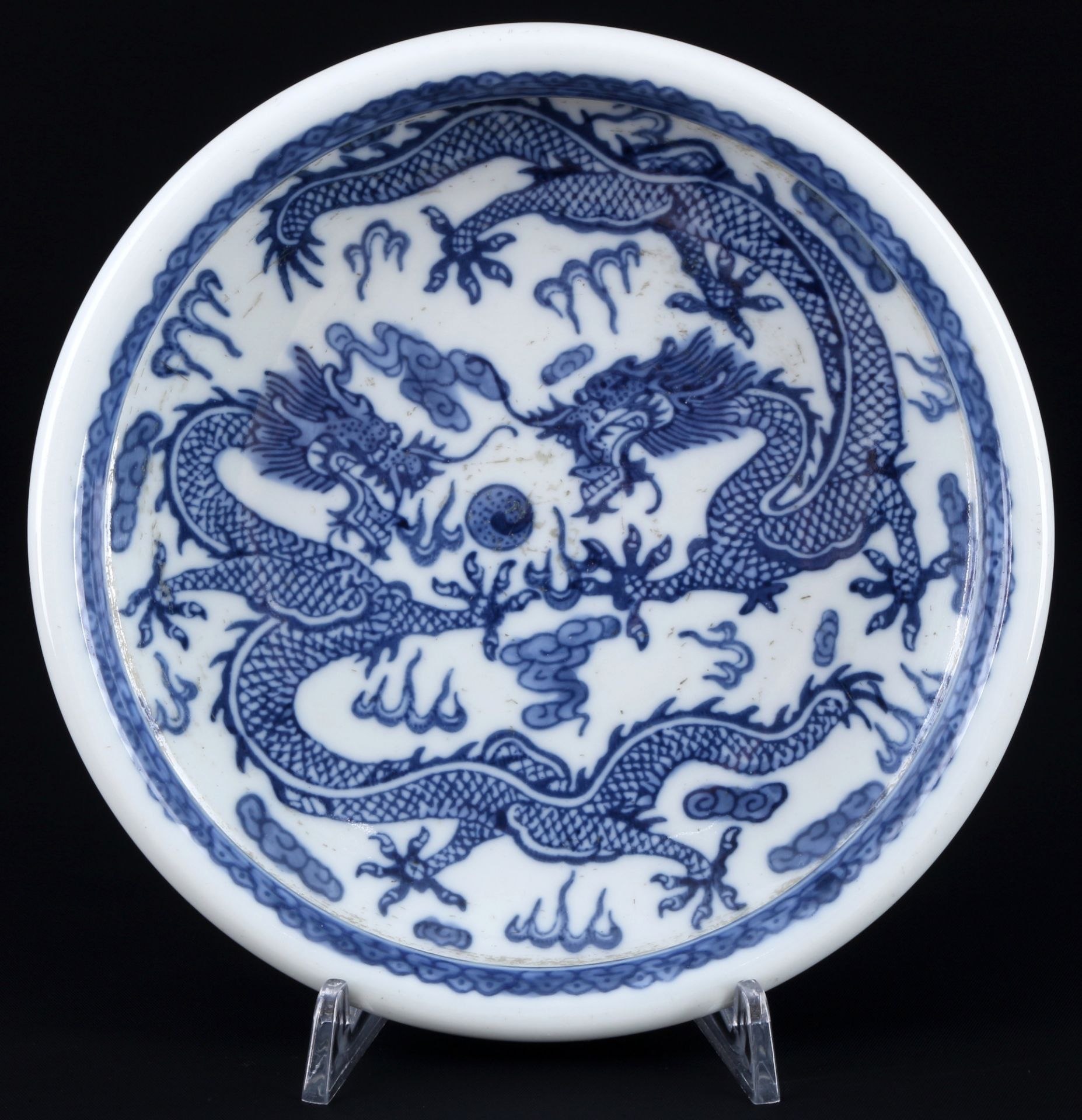 China blue painting dragon brush bowl,
