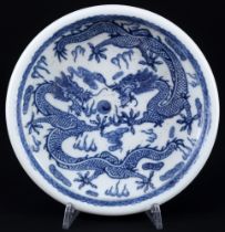 China Blaumalerei Drachen Pinselschale,