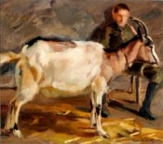 Franz MARX (1889-1960) Bauer mit Ziege, farmer with goat,