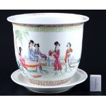 China cachepot / flower pot courtyard scene,